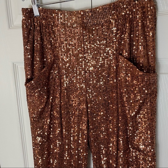 Free People Morelia Sequin Bronze Joggers - Picture 4 of 8